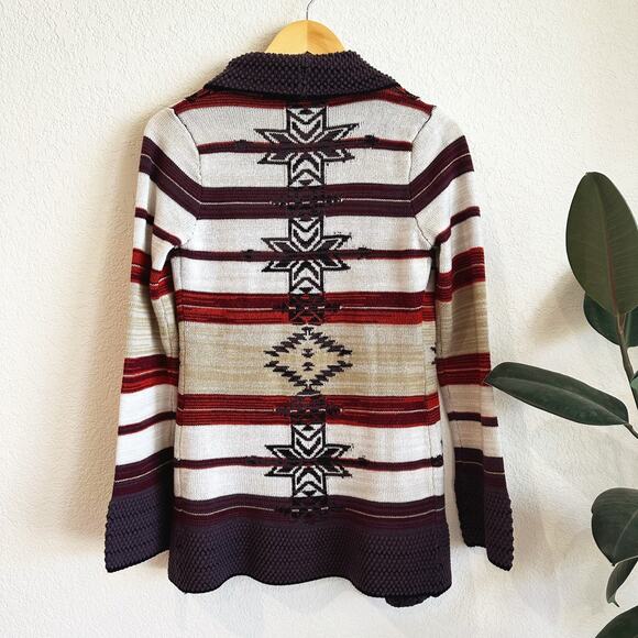VTG Y2K BCBGMAXAZRIA Aztec Cardigan Knit Sweater Small Southwestern Boho 90s - Picture 7 of 9